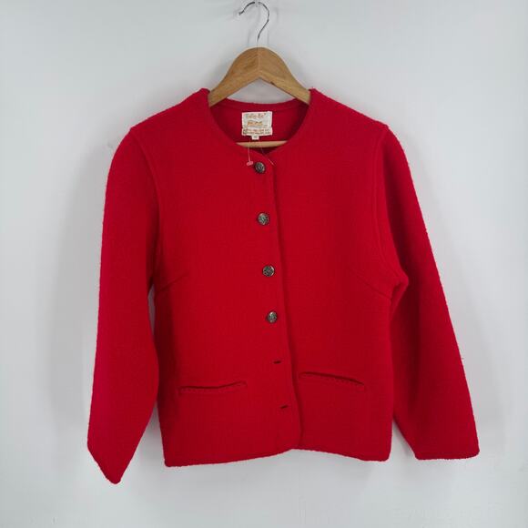 Vintage Tally-Ho Red Wool Blazer Made in Hong Kong Size M Christmas Statement - Picture 6 of 6